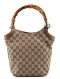 140203 Beige GG Bamboo Tote Bag