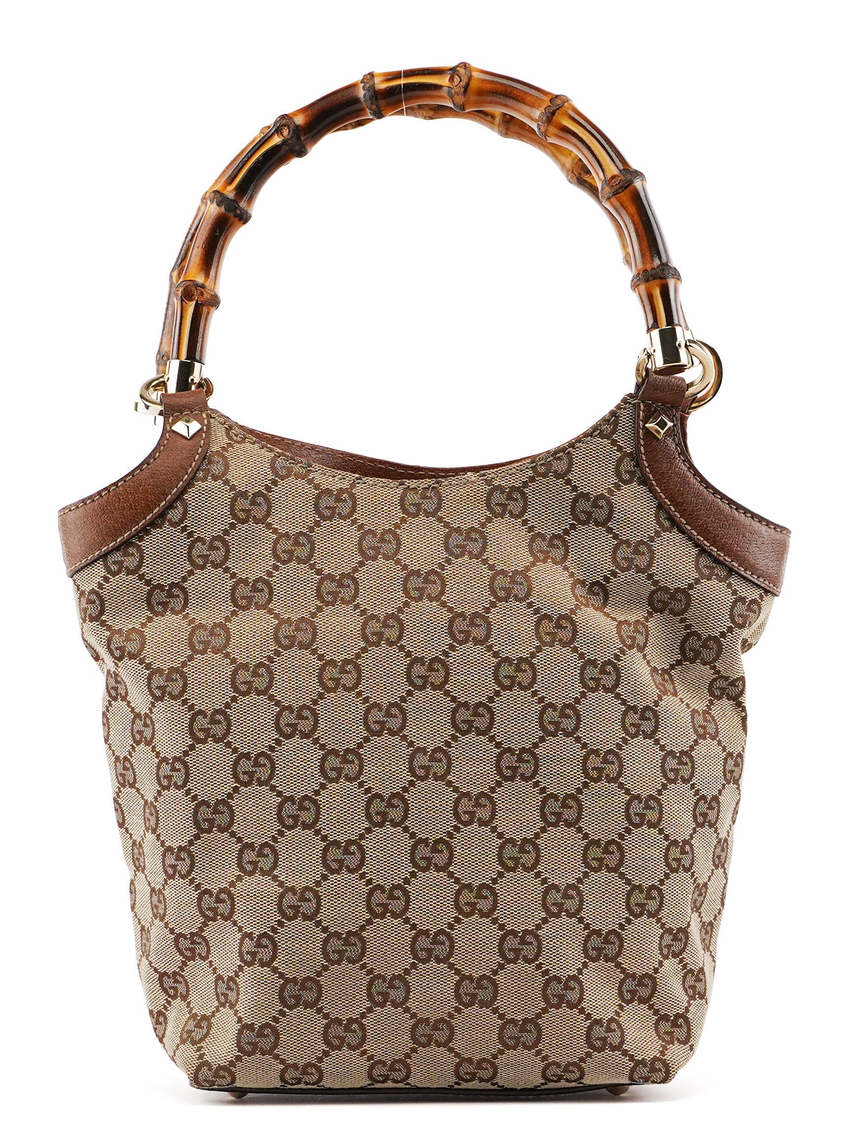 140203 Beige GG Bamboo Tote Bag
