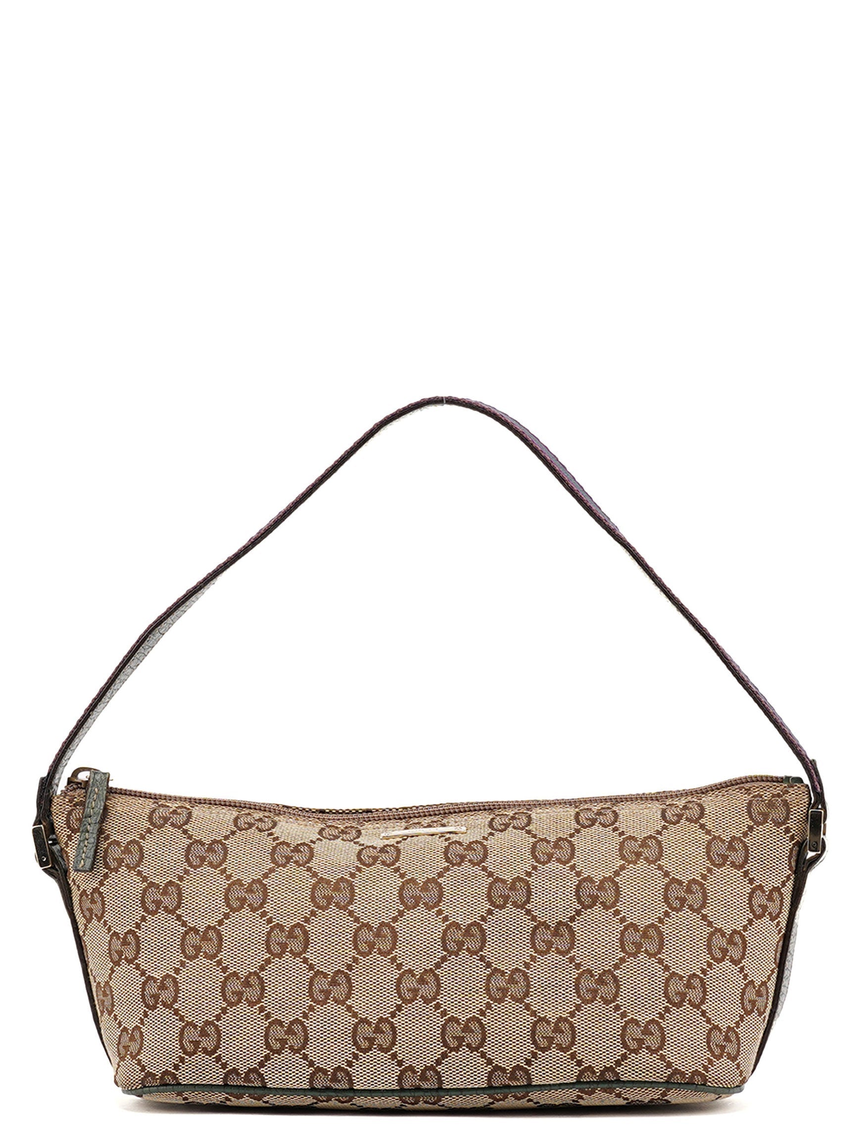 141809 Beige Green GG Boat Pochette