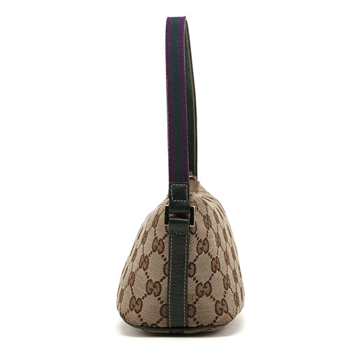 141809 Beige Green GG Boat Pochette
