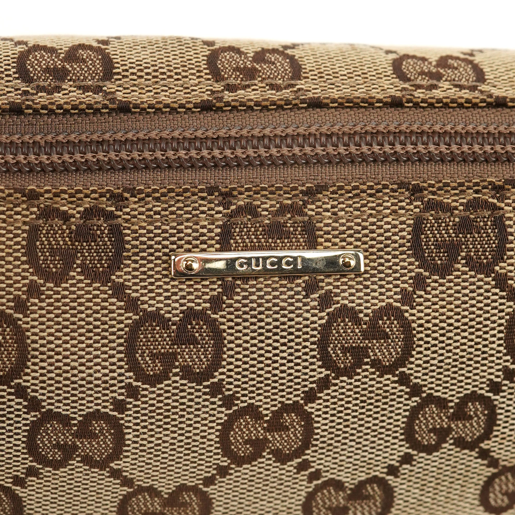 141809 Beige Green GG Boat Pochette