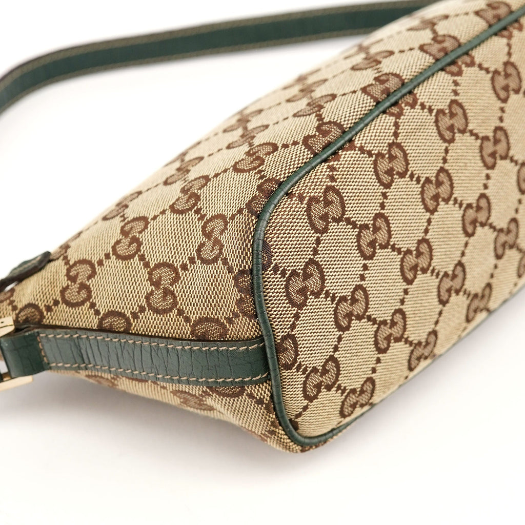 141809 Beige Green GG Boat Pochette