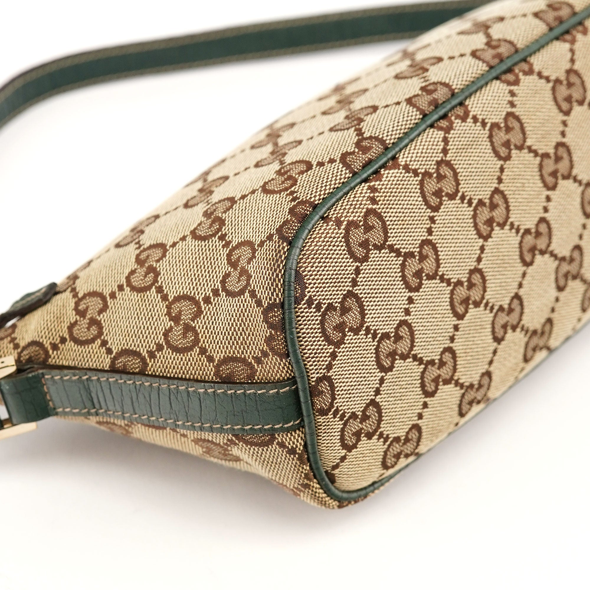 141809 Beige Green GG Boat Pochette