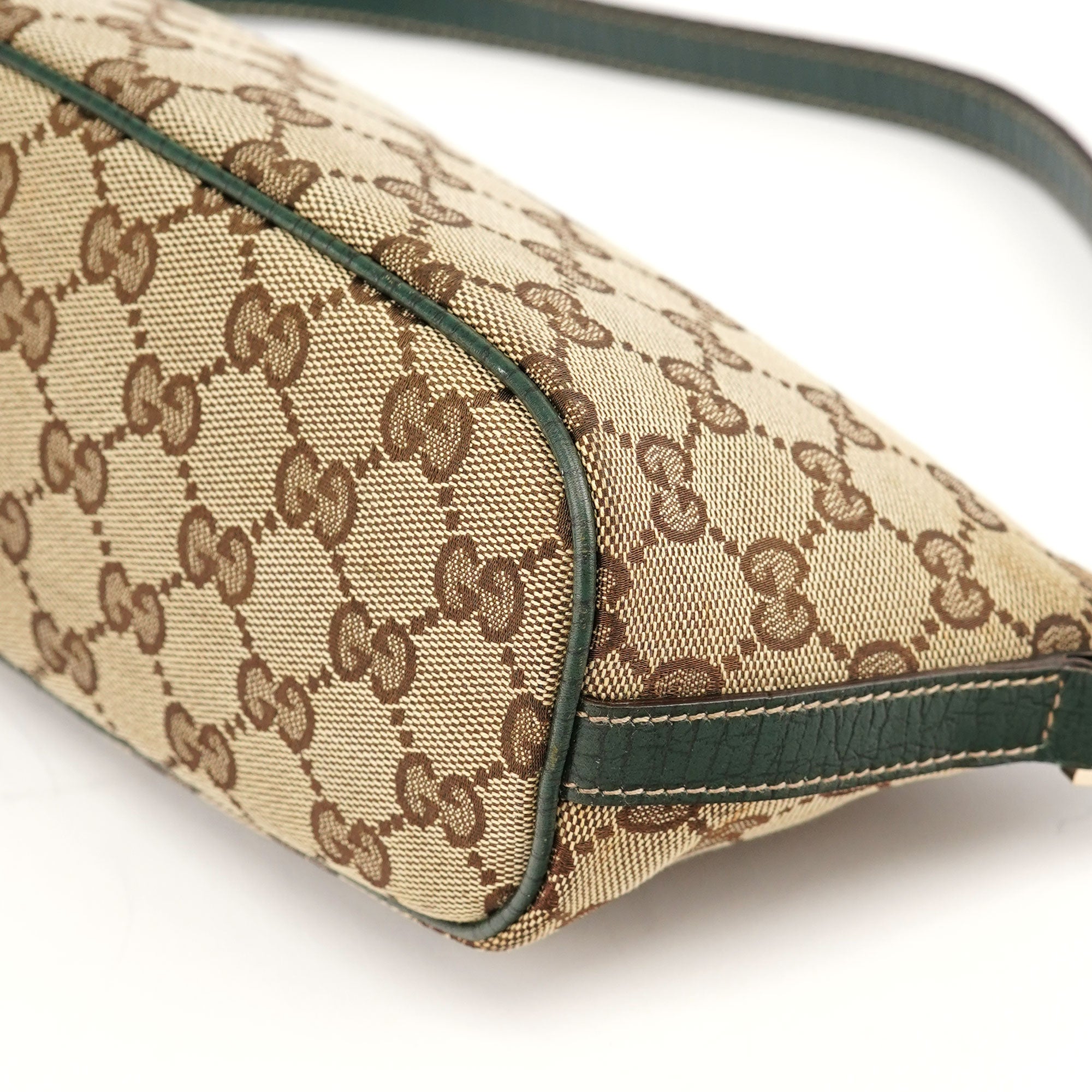141809 Beige Green GG Boat Pochette
