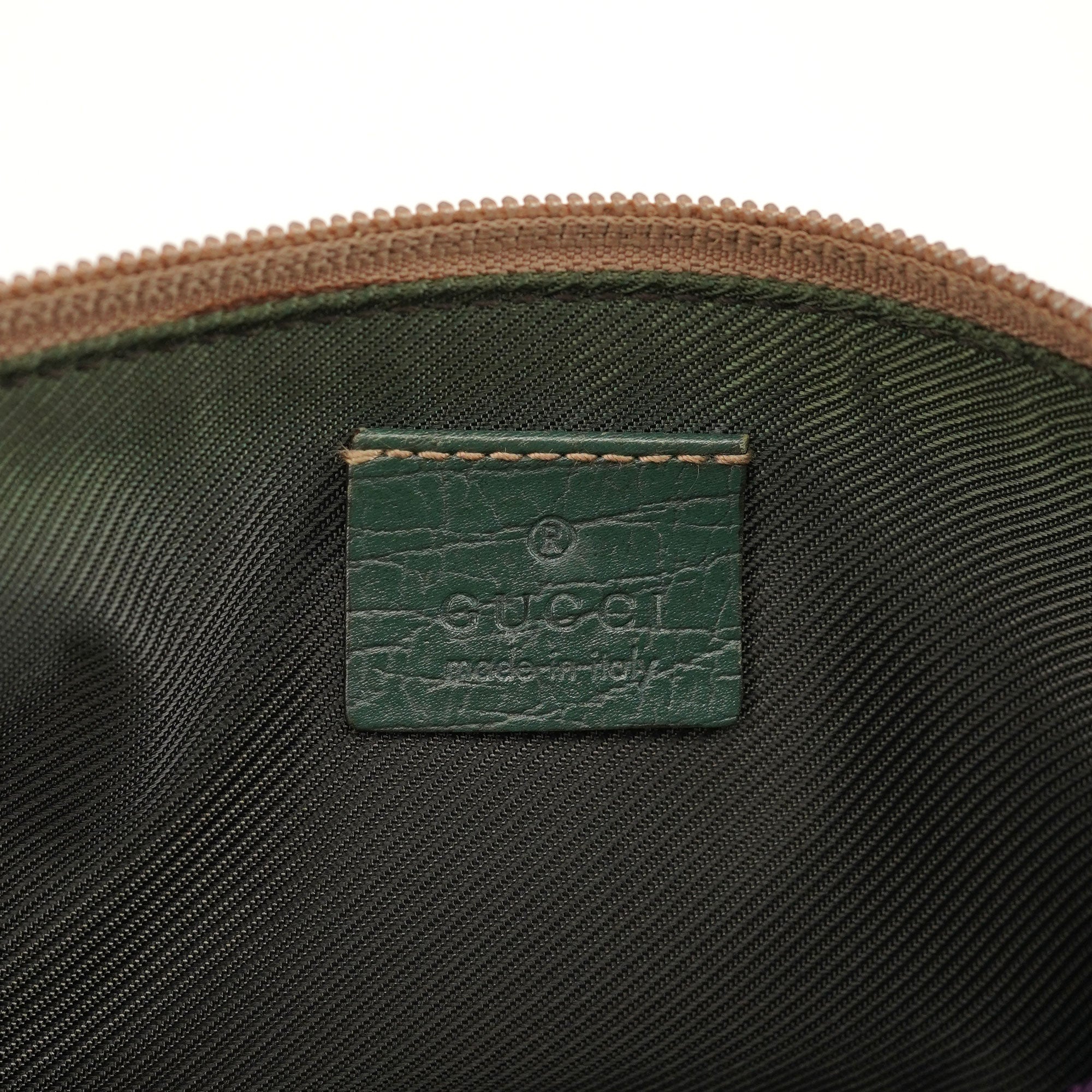 141809 Beige Green GG Boat Pochette