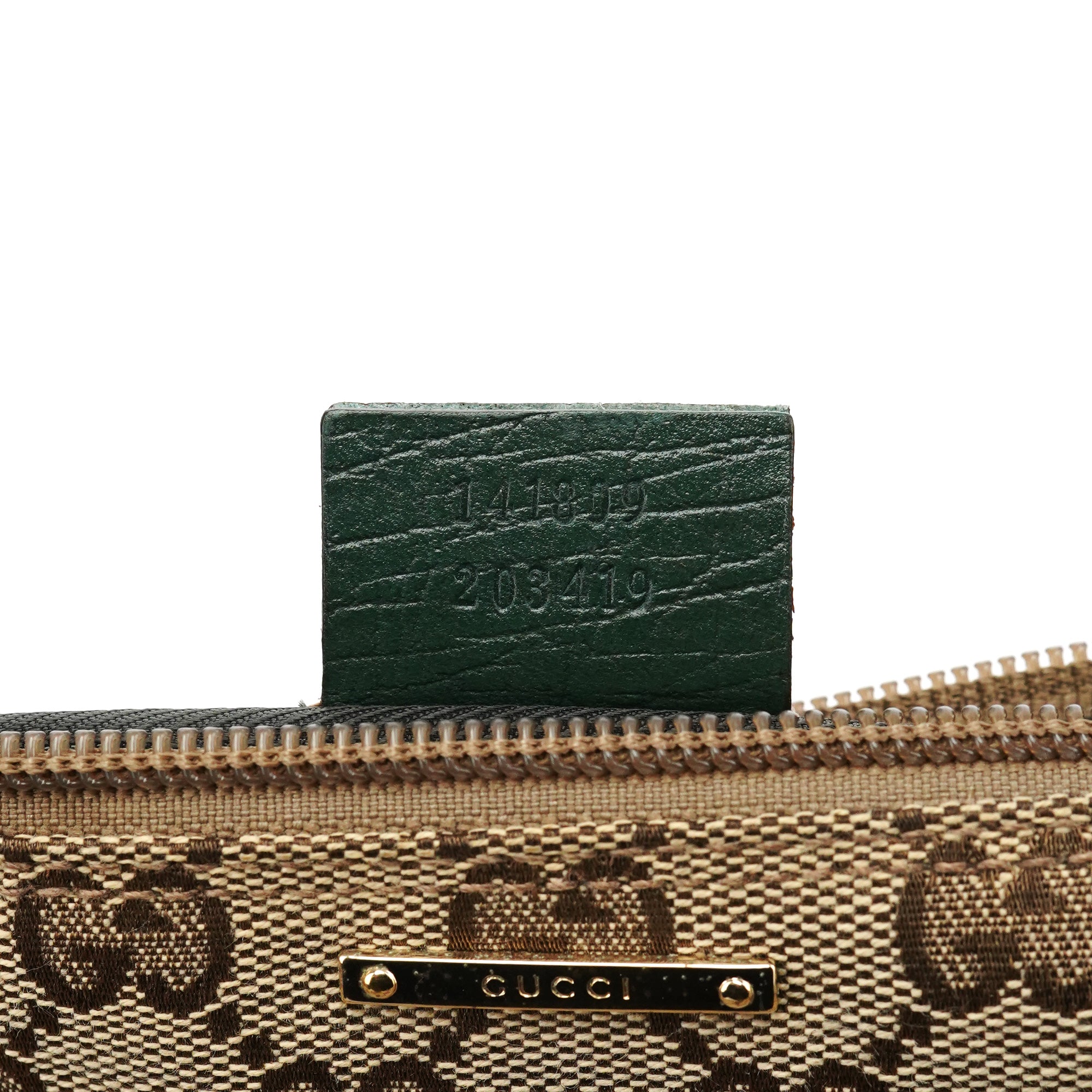 141809 Beige Green GG Boat Pochette