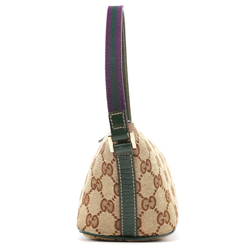 141809 Beige Green GG Boat Pochette