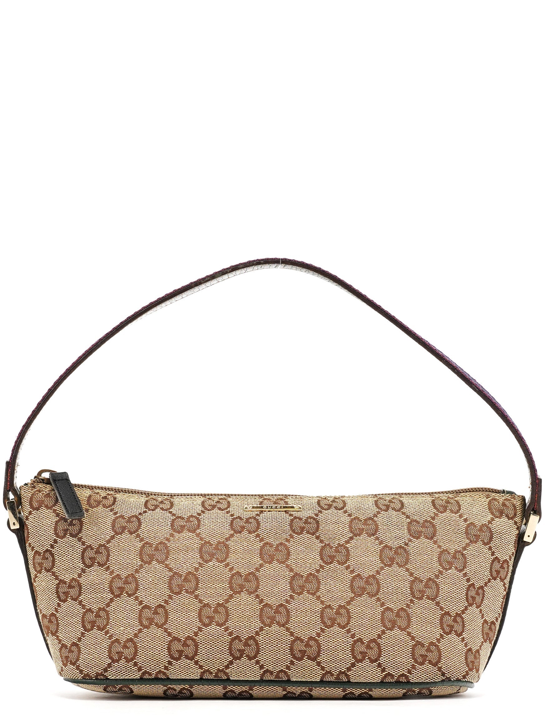 141809 Beige Green GG Boat Pochette