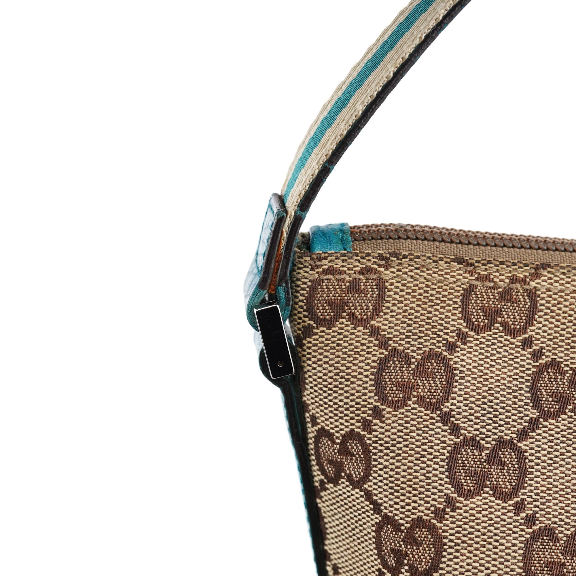141809 Beige Turquoise GG Boat Pochette