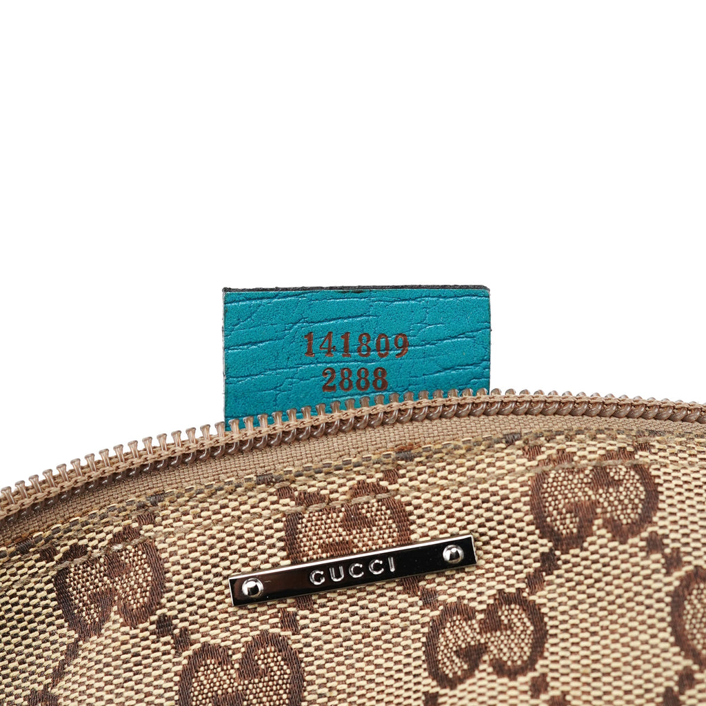 141809 Beige Turquoise GG Boat Pochette