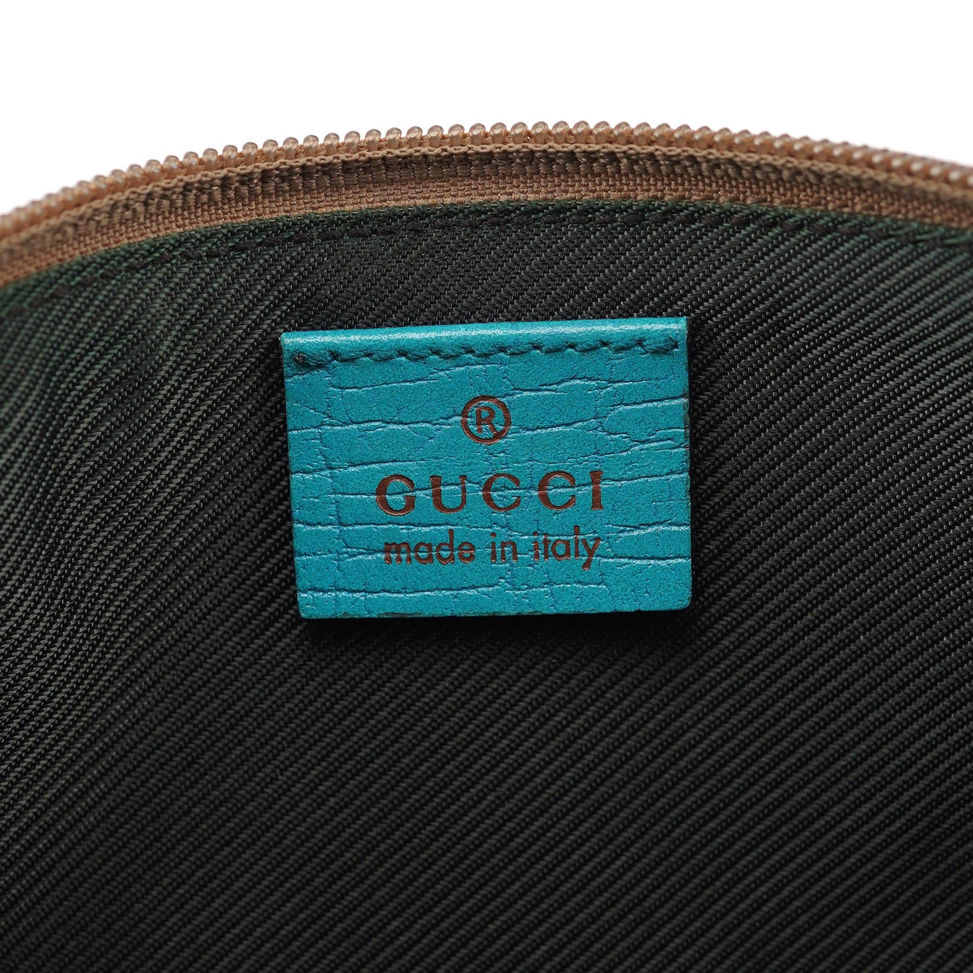 141809 Beige Turquoise GG Boat Pochette