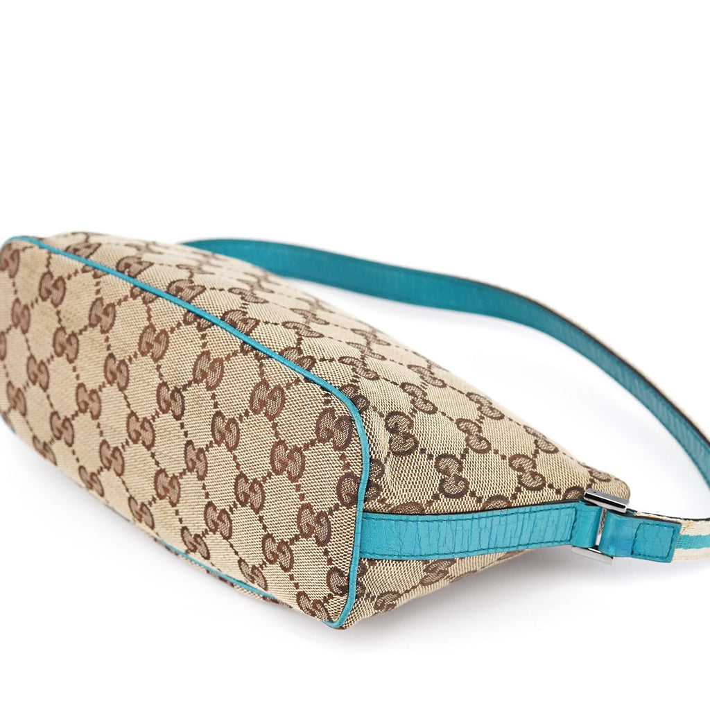 141809 Beige Turquoise GG Boat Pochette
