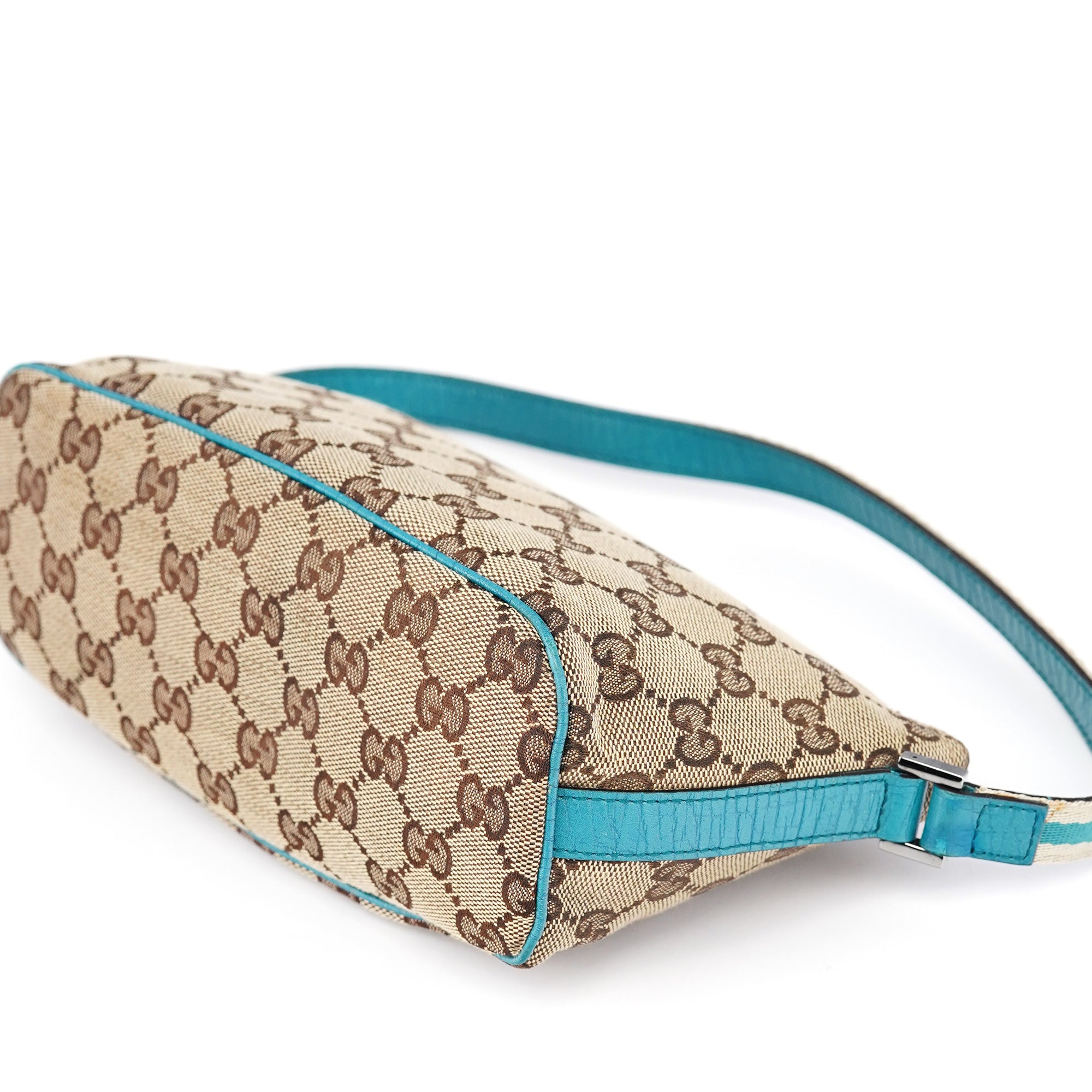 141809 Beige Turquoise GG Boat Pochette