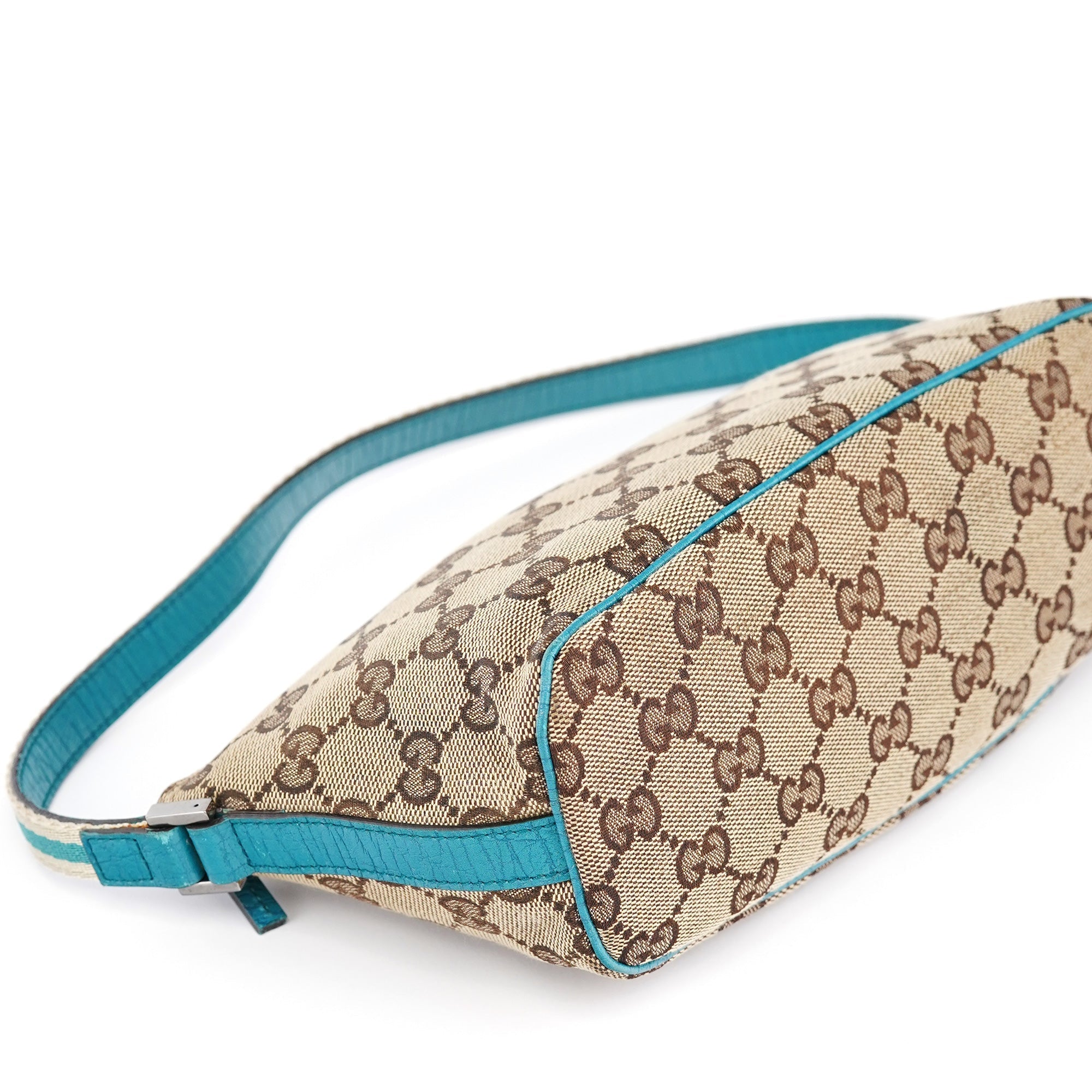 141809 Beige Turquoise GG Boat Pochette