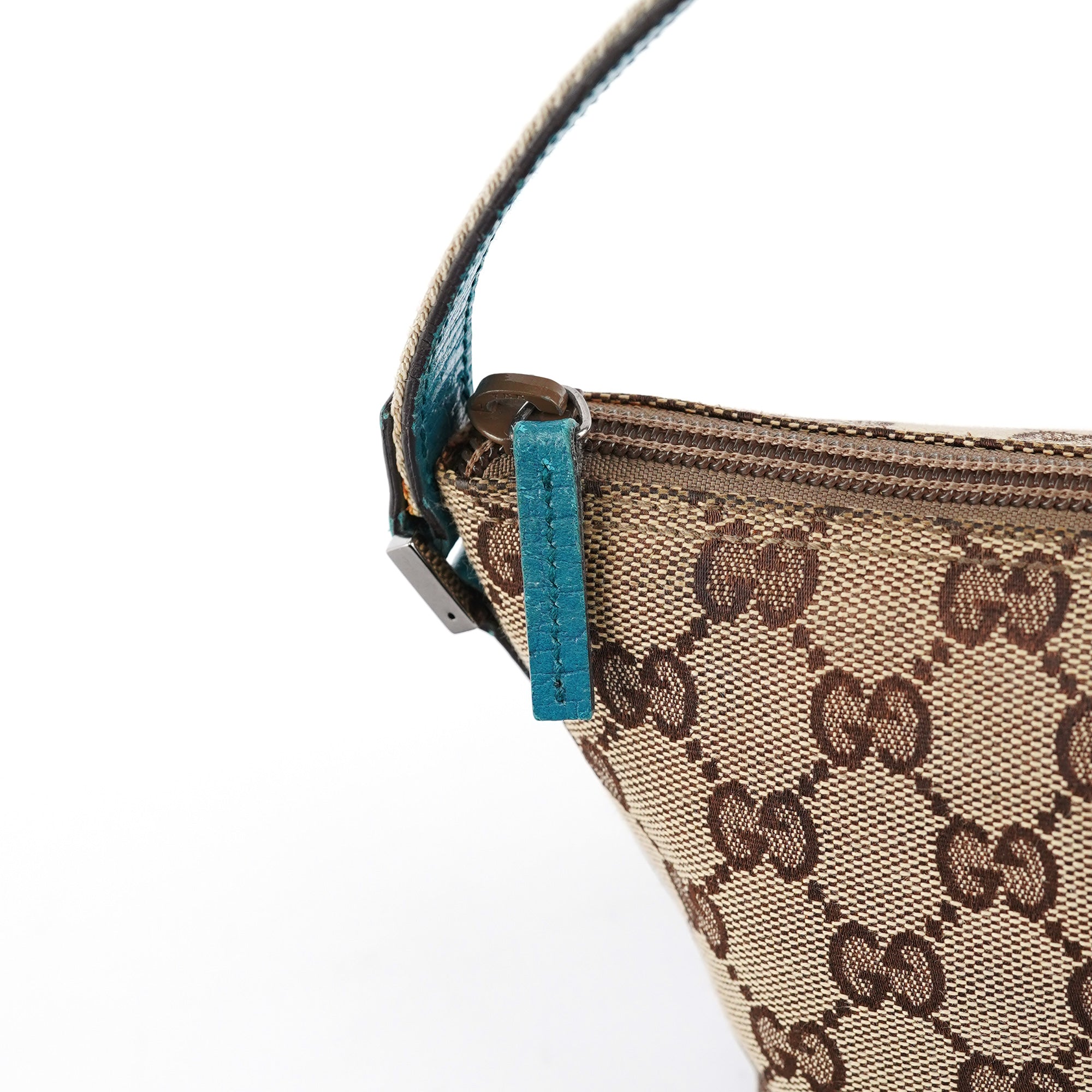 141809 Beige Turquoise GG Boat Pochette
