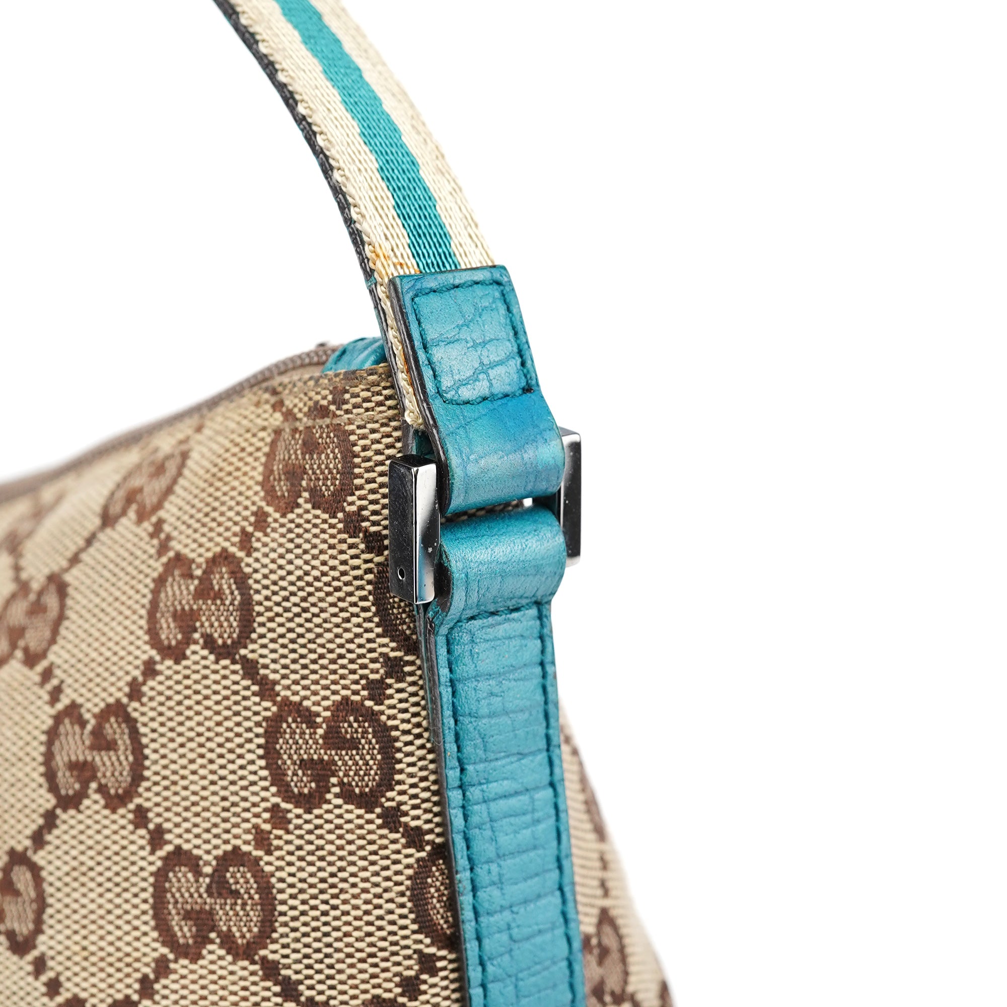141809 Beige Turquoise GG Boat Pochette