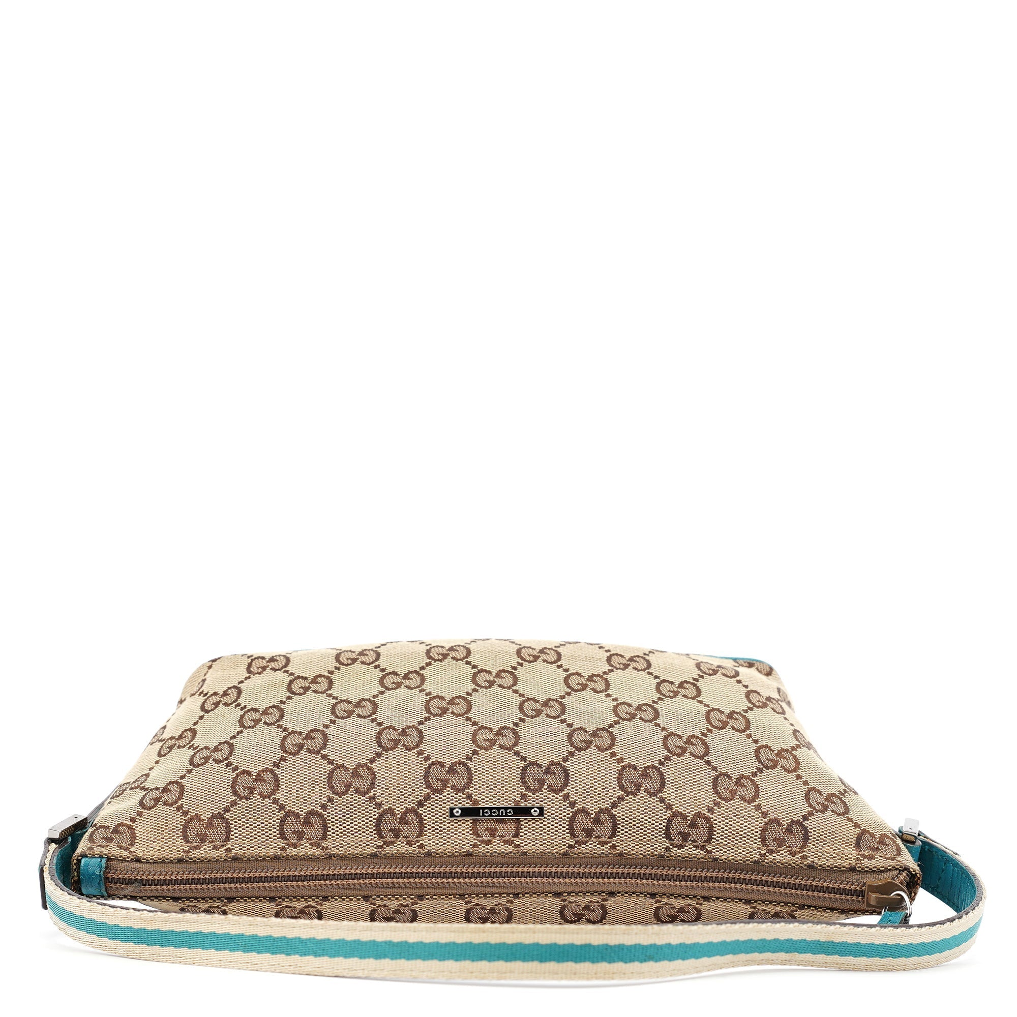141809 Beige Turquoise GG Boat Pochette