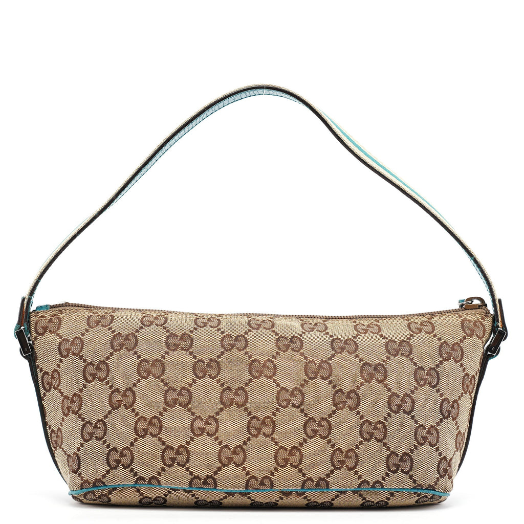 141809 Beige Turquoise GG Boat Pochette