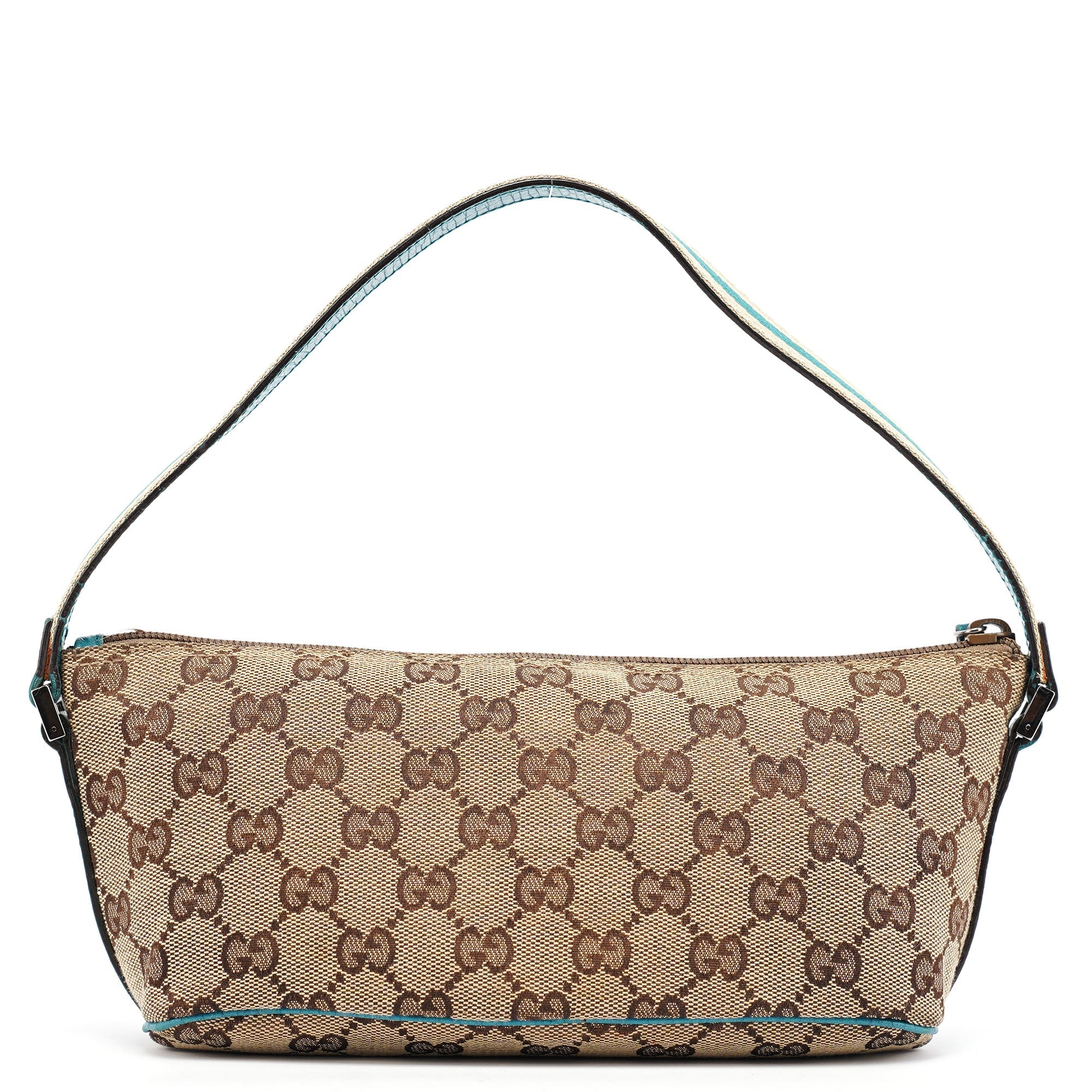 141809 Beige Turquoise GG Boat Pochette