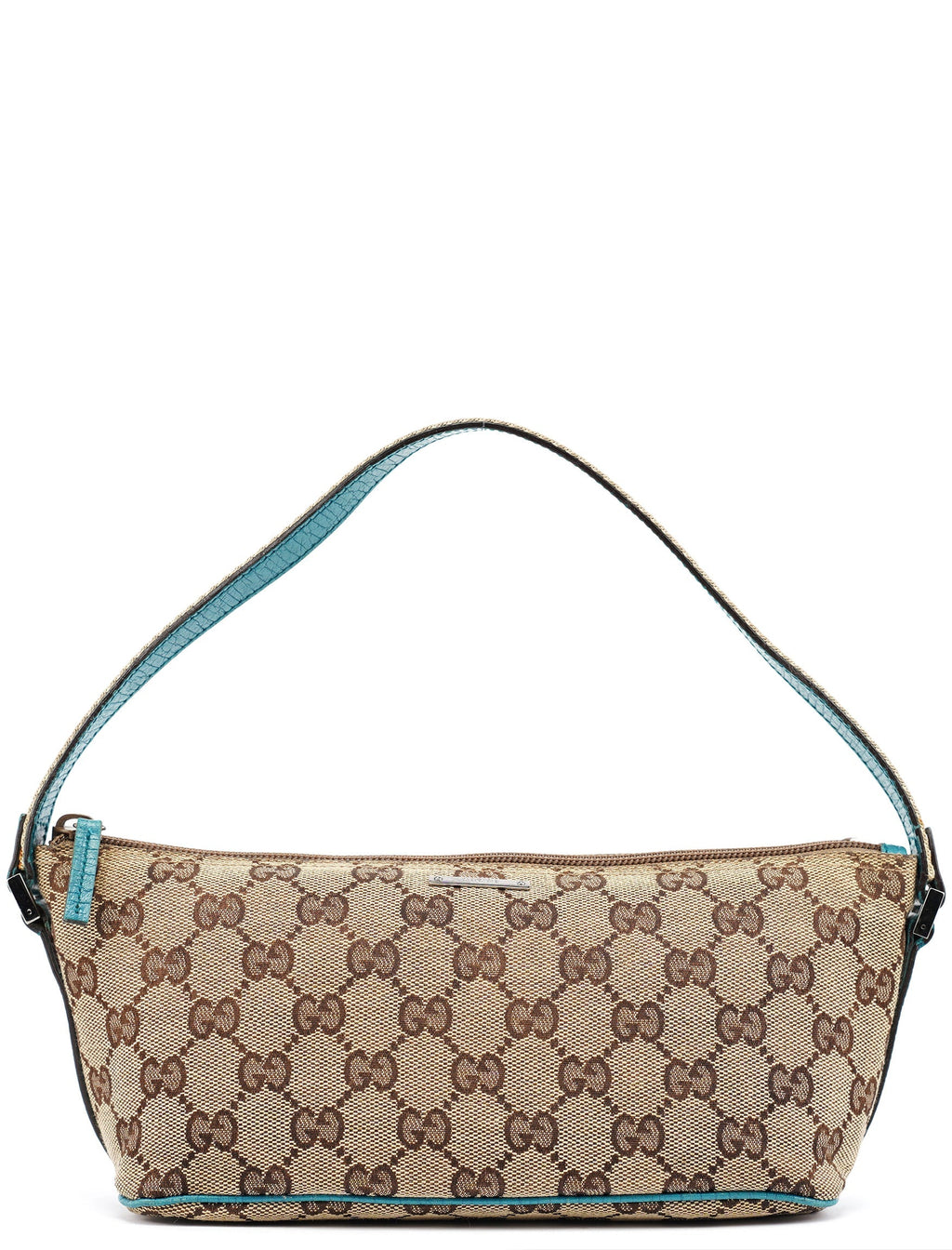 141809 Beige Turquoise GG Boat Pochette