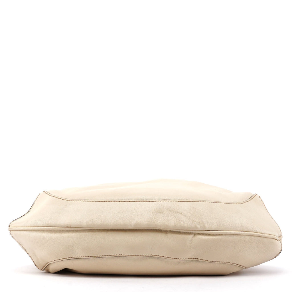 169961 Off-White Calfskin Bamboo Shoulder Bag