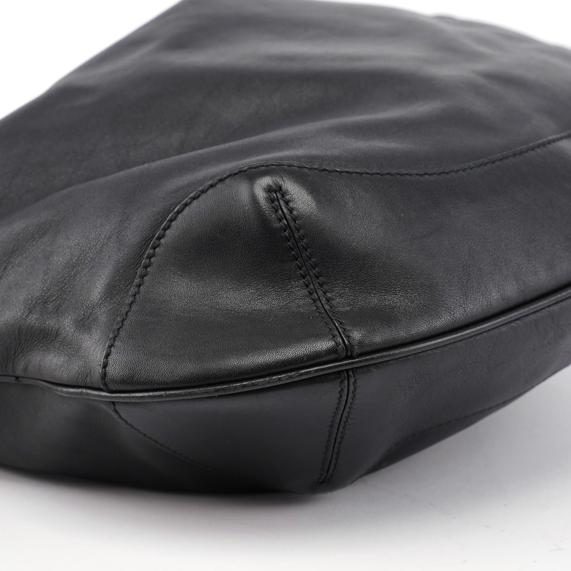 169976 Black Calfskin Bamboo 2-Way Bag