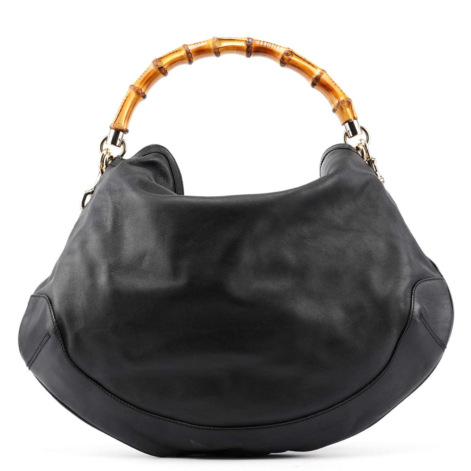 169976 Black Calfskin Bamboo 2-Way Bag