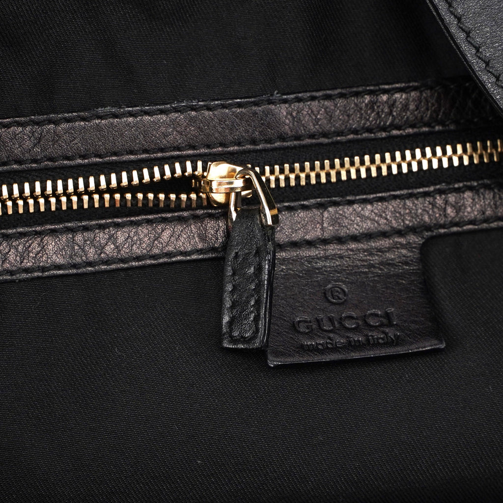169976 Black Calfskin Bamboo 2-Way Bag