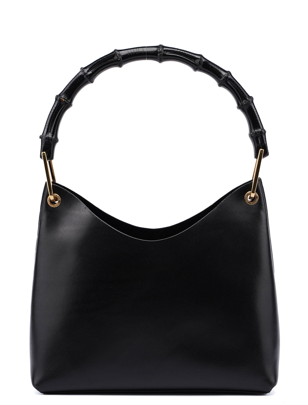 1990's Black Leather Bamboo Bag