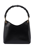 1990's Black Leather Bamboo Bag