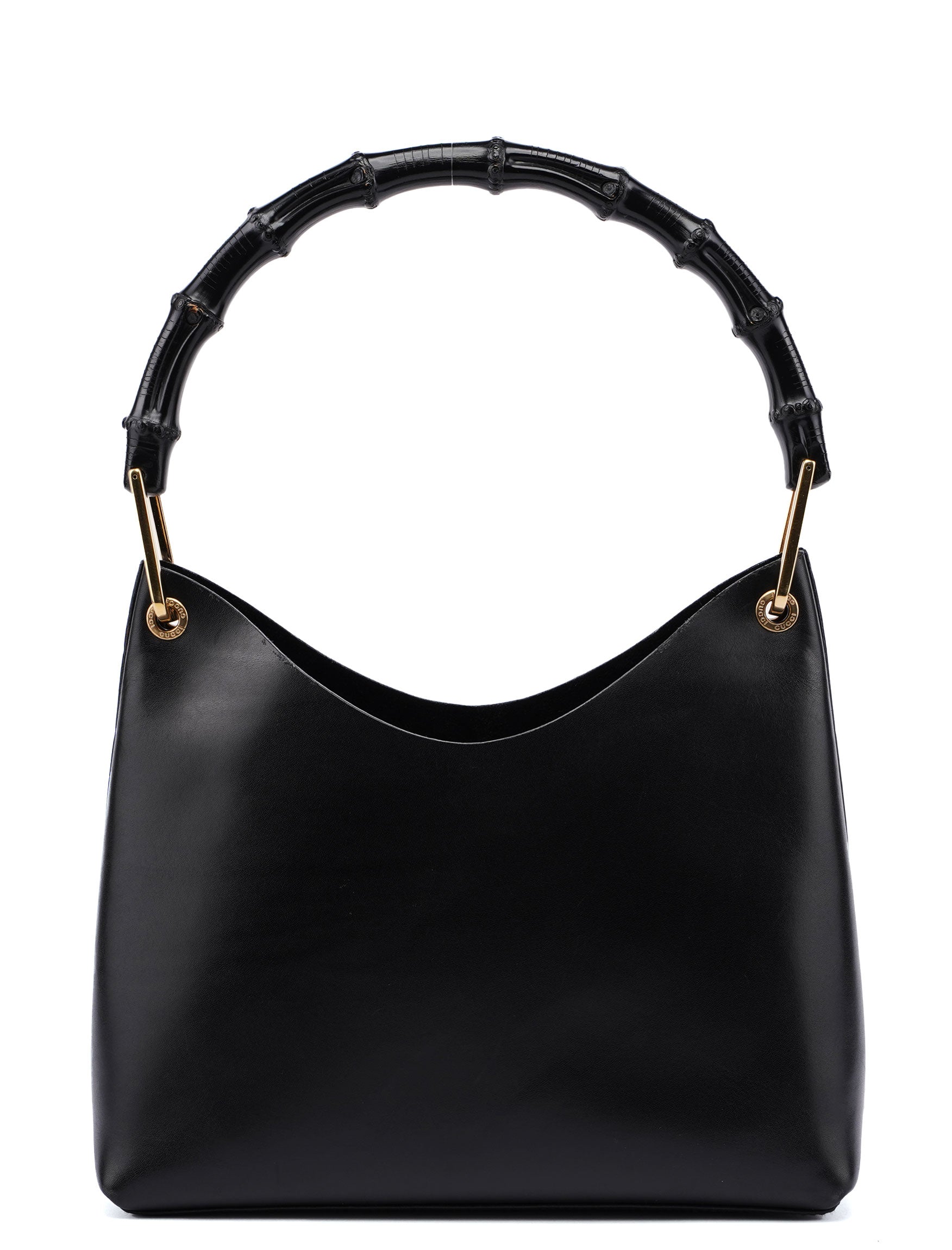 1990's Black Leather Bamboo Bag
