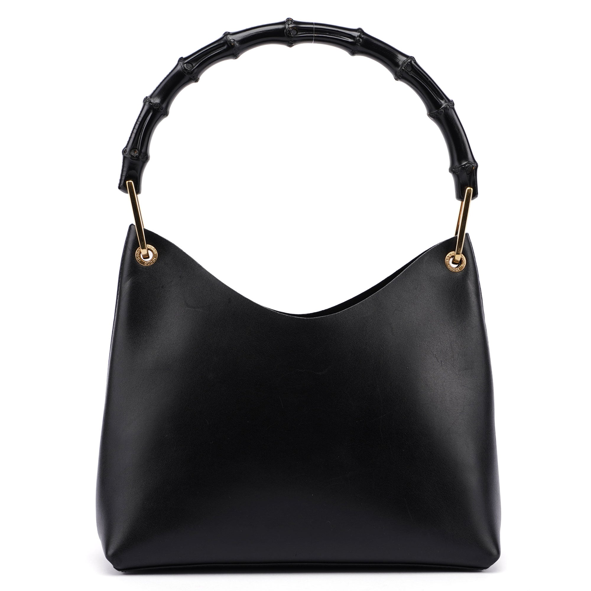 1990's Black Leather Bamboo Bag