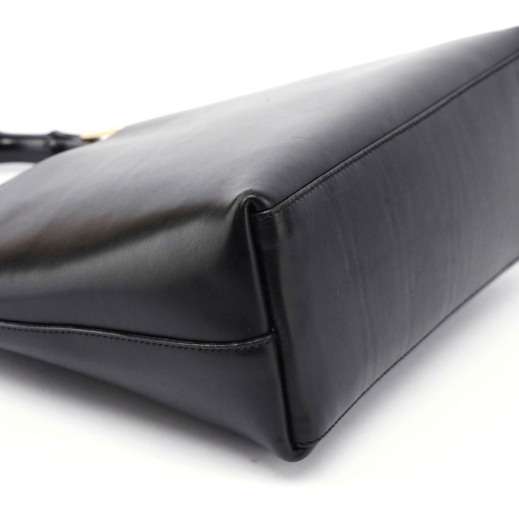 1990's Black Leather Bamboo Bag