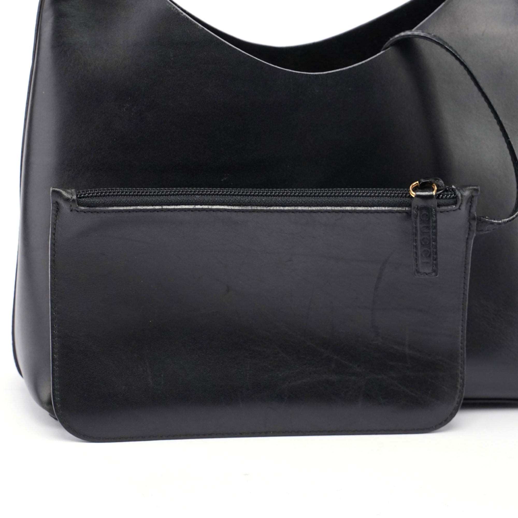 1990's Black Leather Bamboo Bag