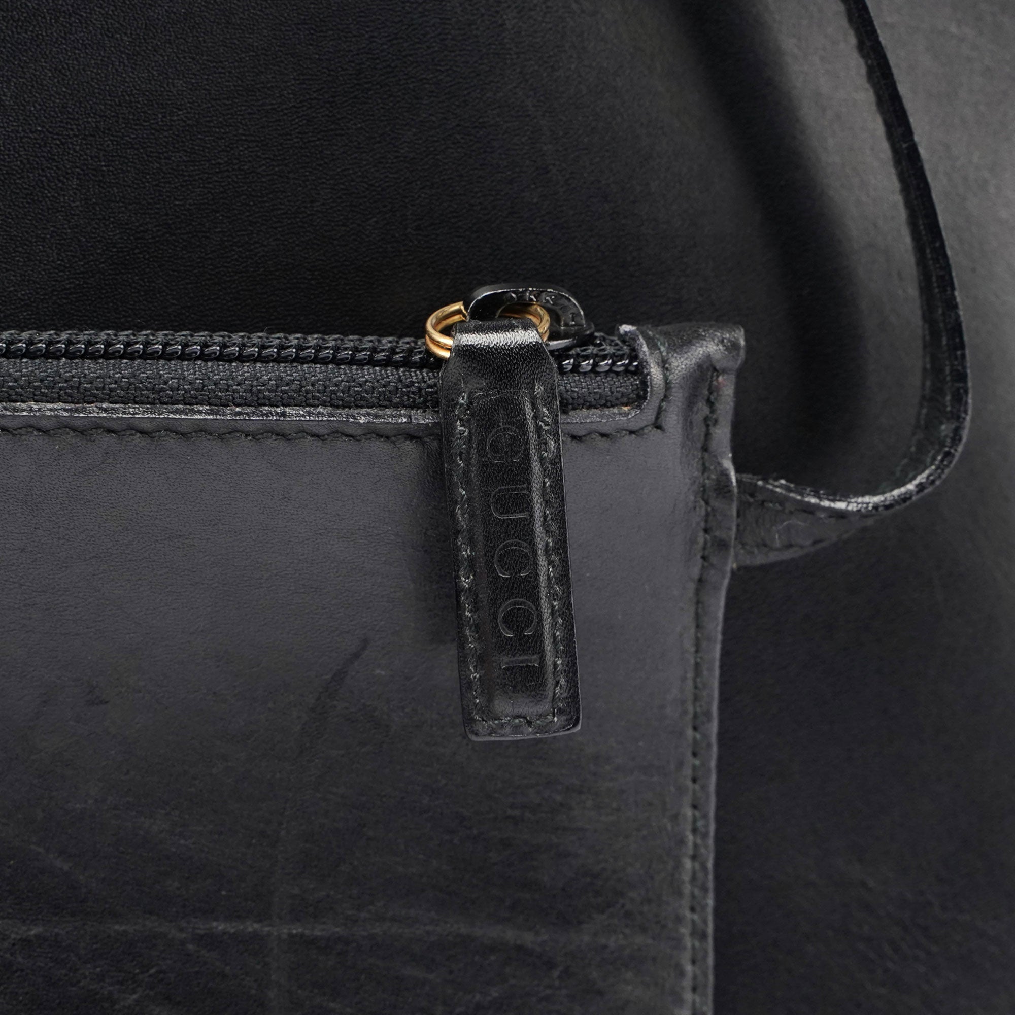 1990's Black Leather Bamboo Bag