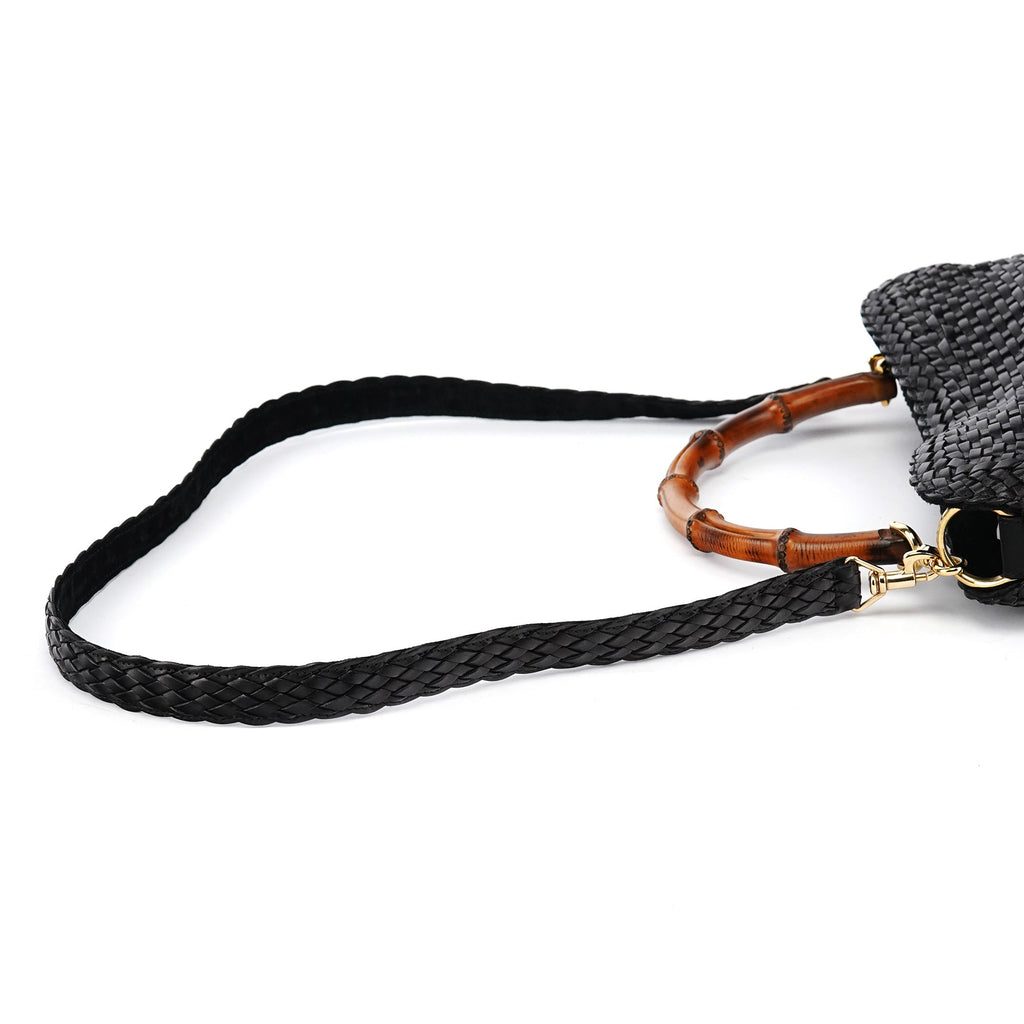 1996 Brown Woven Bamboo 2-Way Bag