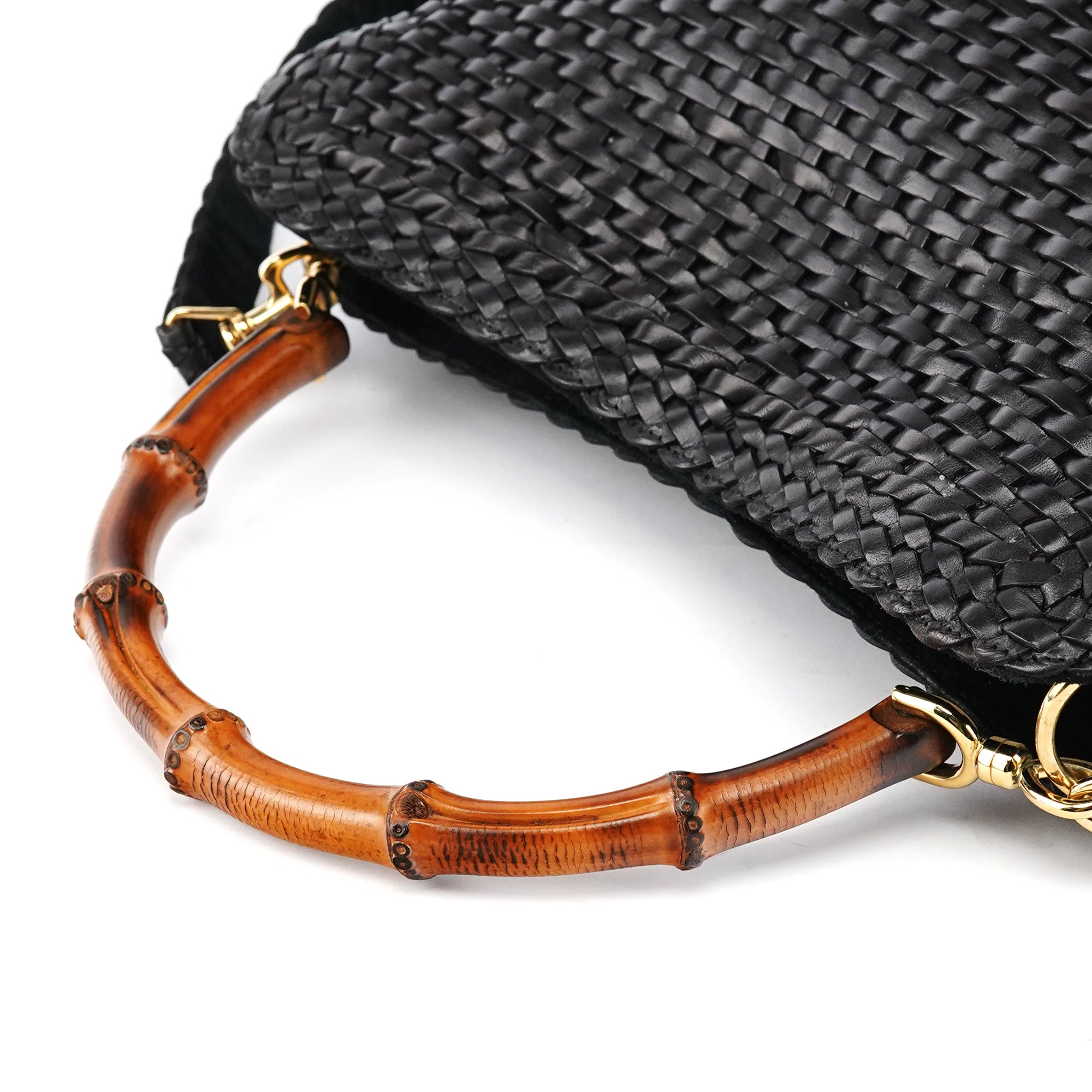 1996 Brown Woven Bamboo 2-Way Bag