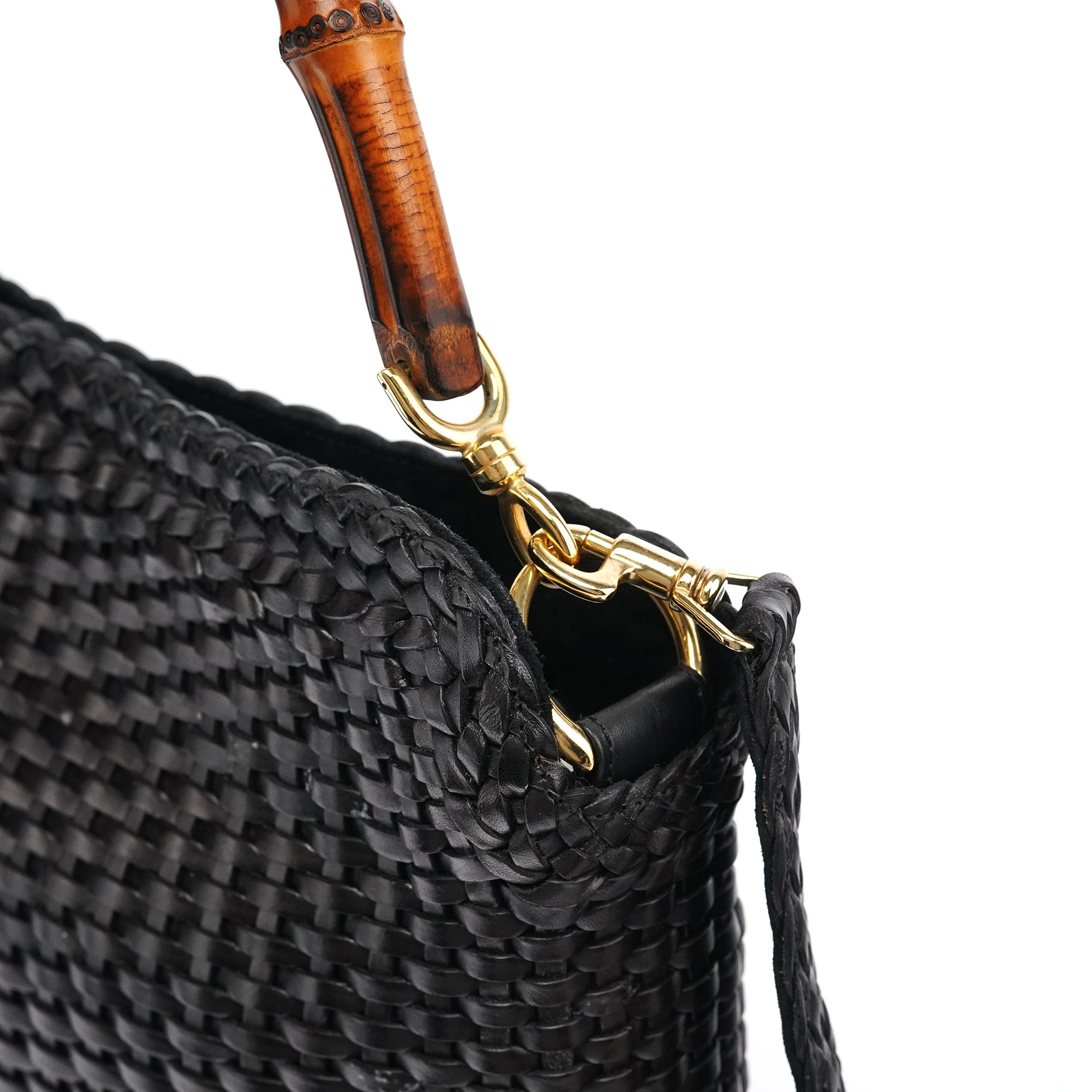 1996 Brown Woven Bamboo 2-Way Bag