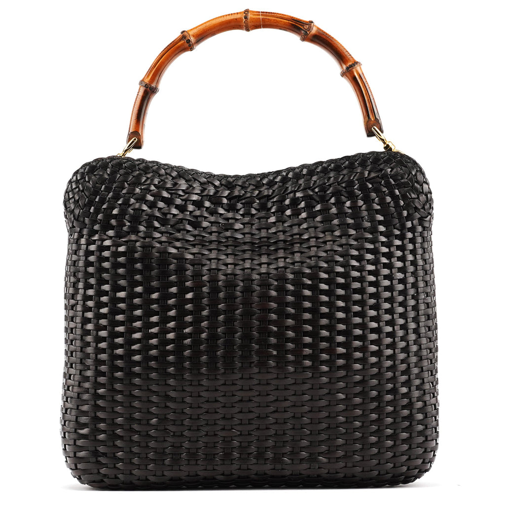 1996 Brown Woven Bamboo 2-Way Bag