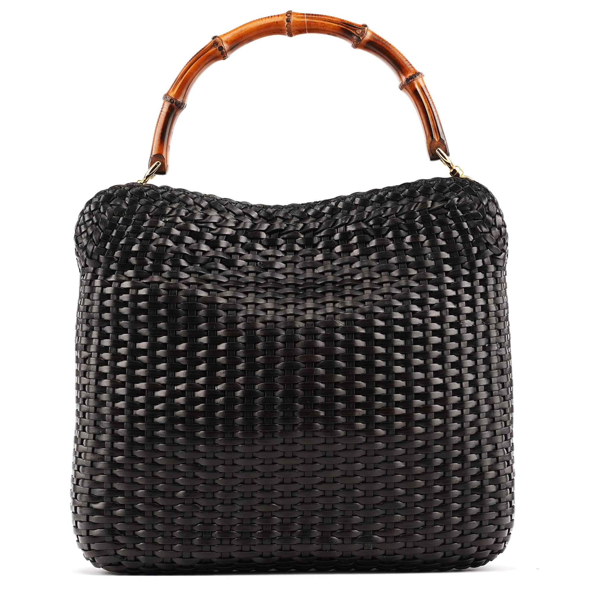 1996 Brown Woven Bamboo 2-Way Bag