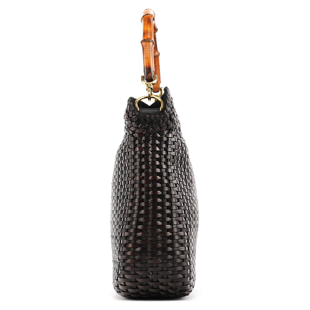 1996 Brown Woven Bamboo 2-Way Bag