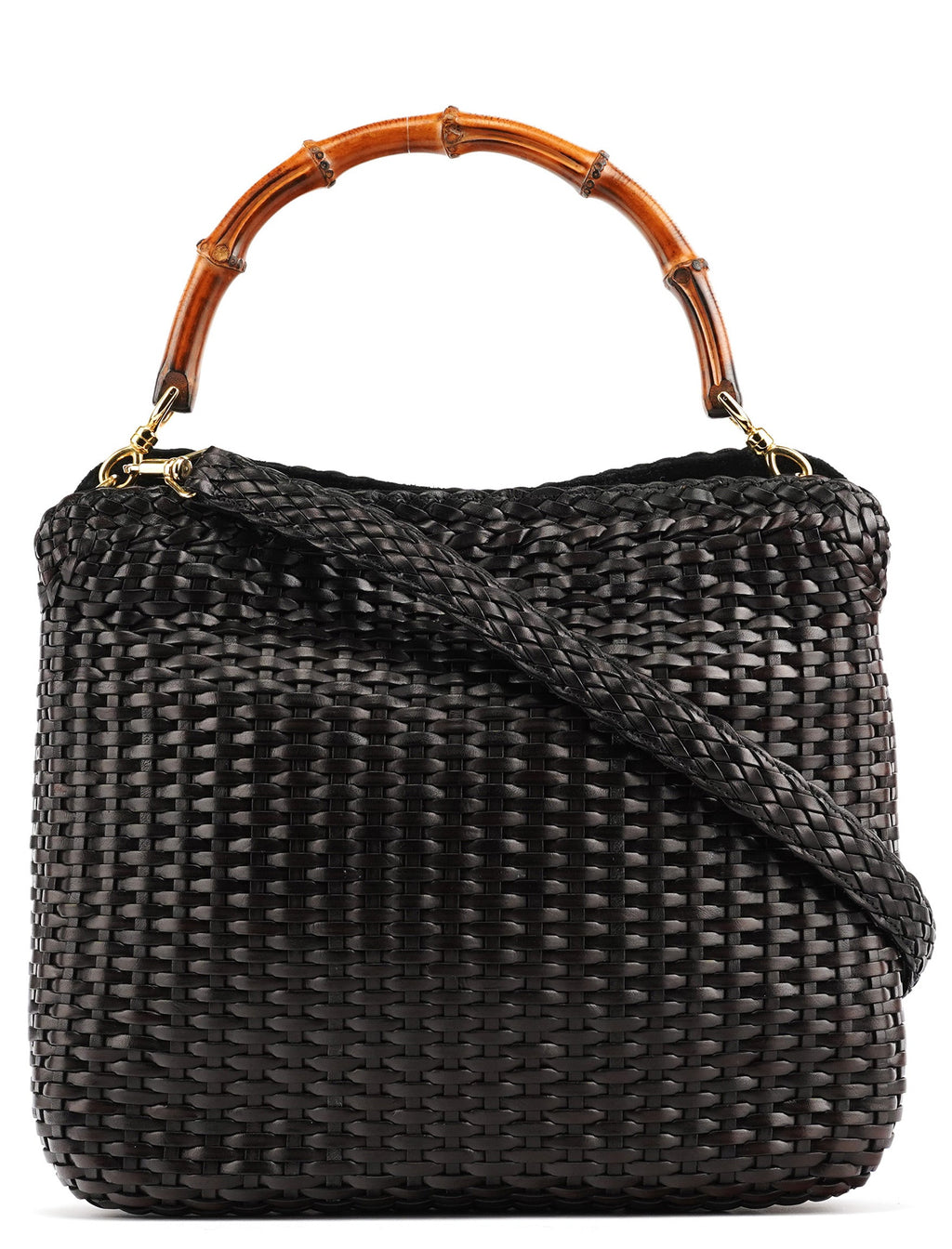 1996 Brown Woven Bamboo 2-Way Bag