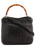1996 Brown Woven Bamboo 2-Way Bag