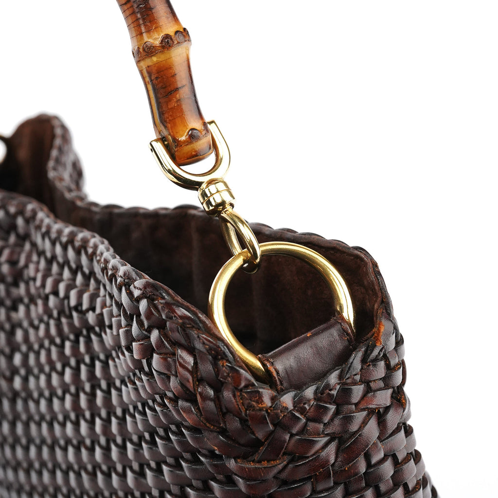 1996 Brown Woven Bamboo 2-Way Bag