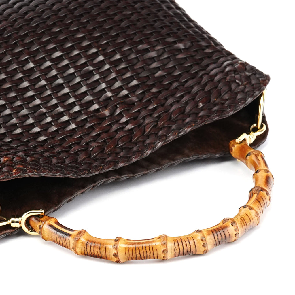 1996 Brown Woven Bamboo 2-Way Bag