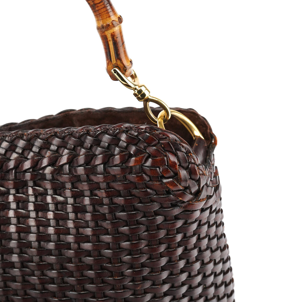 1996 Brown Woven Bamboo 2-Way Bag