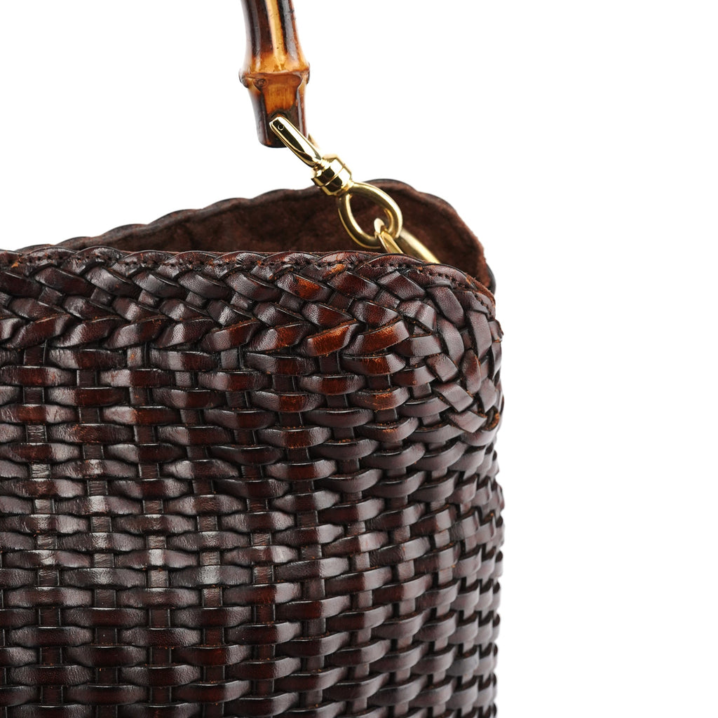 1996 Brown Woven Bamboo 2-Way Bag