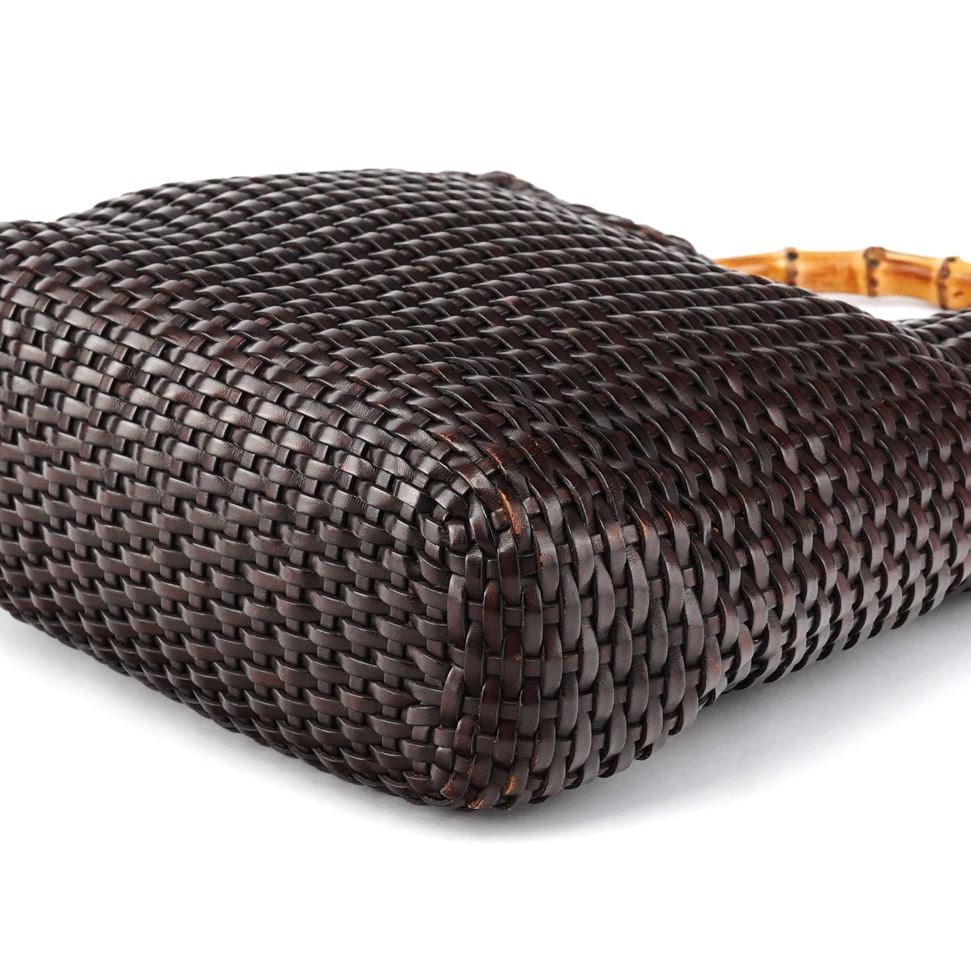 1996 Brown Woven Bamboo 2-Way Bag