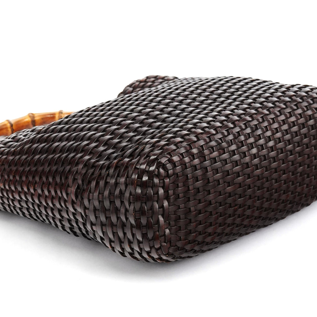 1996 Brown Woven Bamboo 2-Way Bag