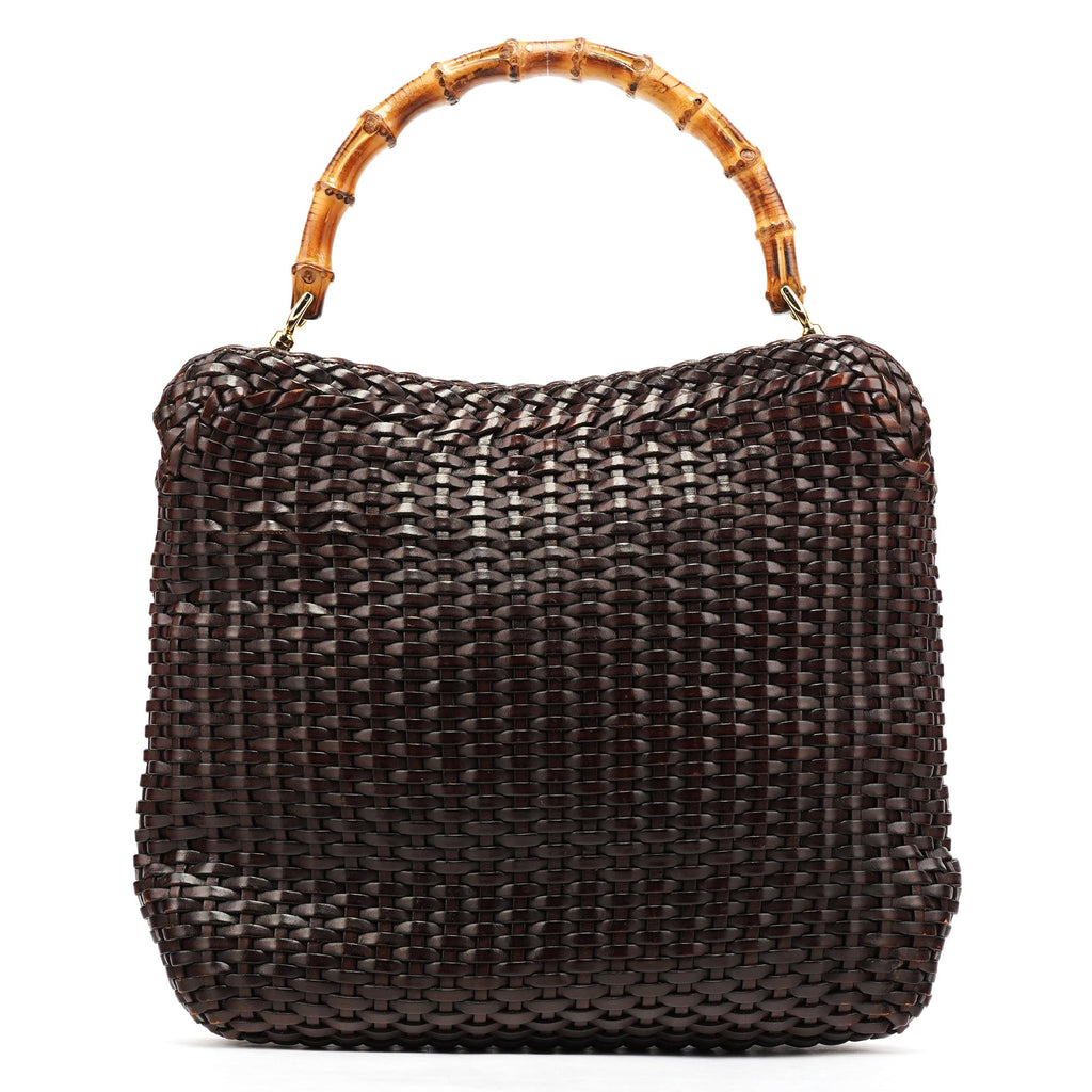1996 Brown Woven Bamboo 2-Way Bag